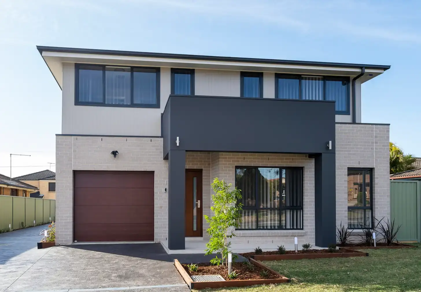 Front view of the Longstaff strata townhouses in Chipping Norton